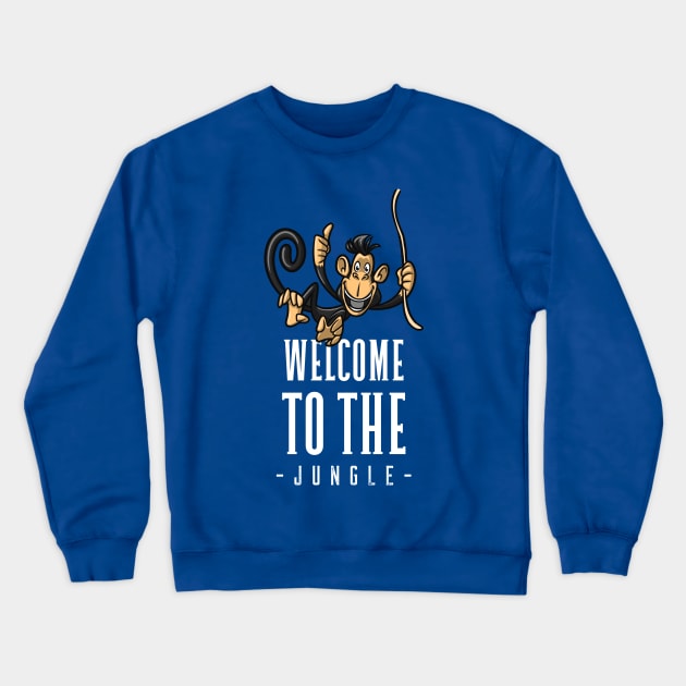 Welcome To The Jungle / Cartoon Monkey Design / Cute Cartoon Chimp / Great Gift For New Colleague / Welcome Gift Crewneck Sweatshirt by Redboy